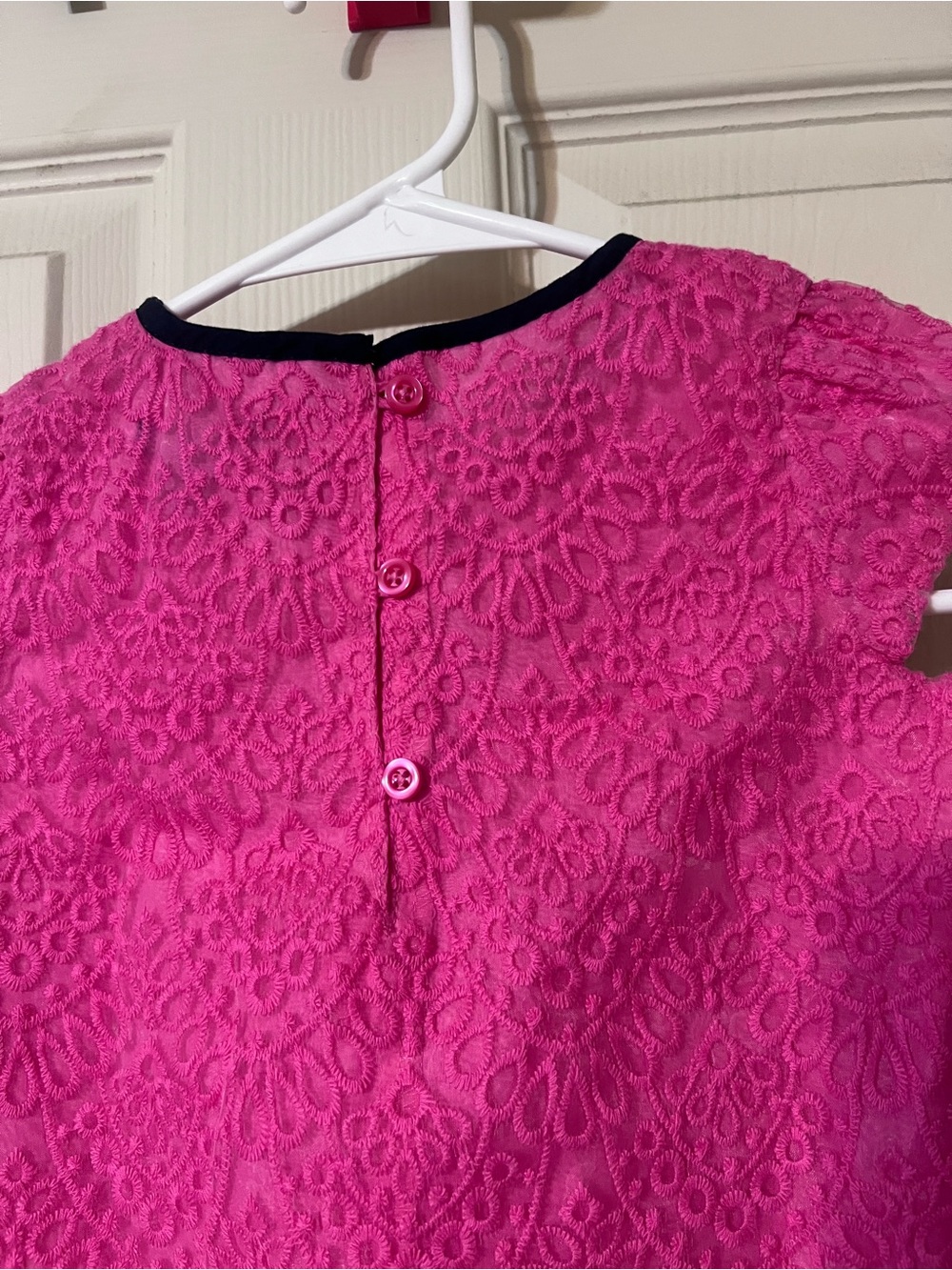 Baby Gap Girls Hot Pink Lace Dress with Black Trim Bow 3 year Toddler dress - Picture 3 of 5